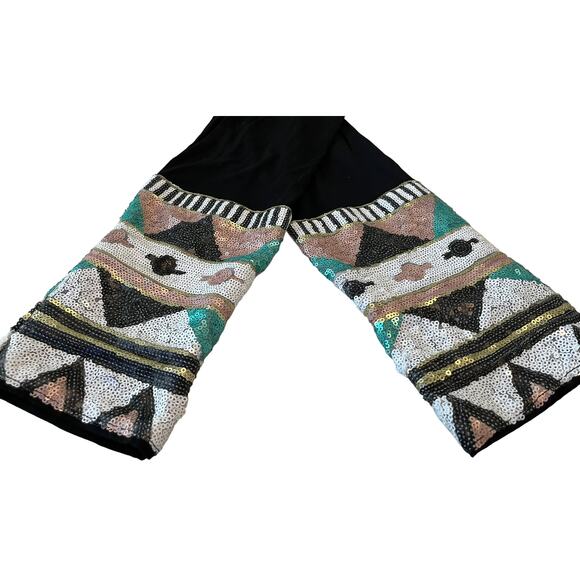 JODIFL LONG SLEEVE PULL-OVER KNIT TOP, WOMENS, L, BLACK WITH MULTICOLOR SEQUENCE - Picture 7 of 11